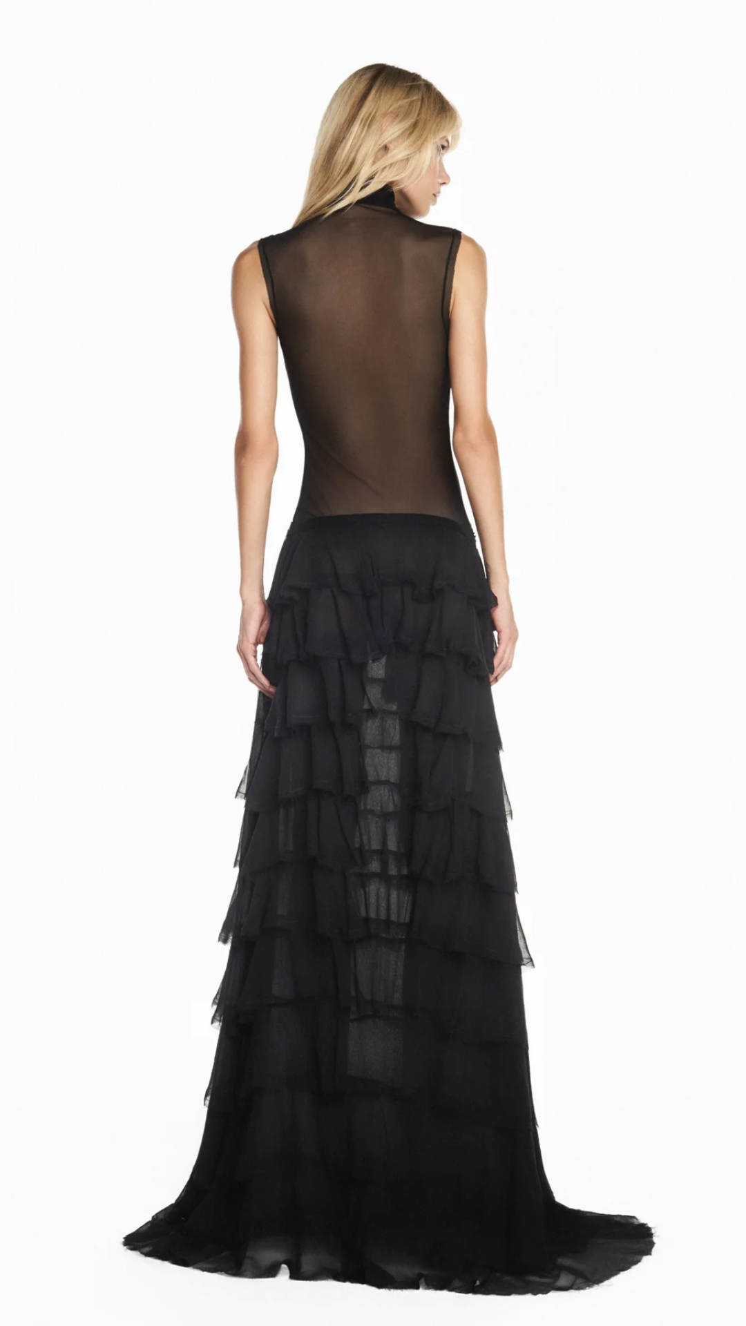 Blusa sem Manga Gola Alta Tule Preto Pedra Till The End