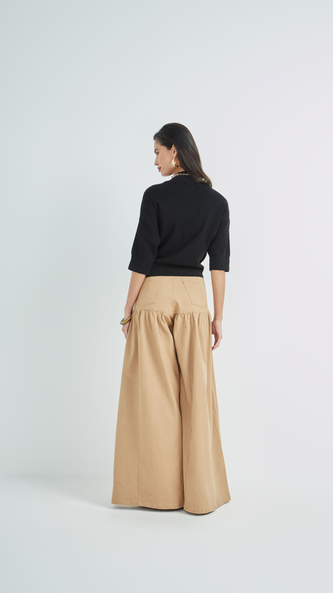 Calça Ampla Paula Bege