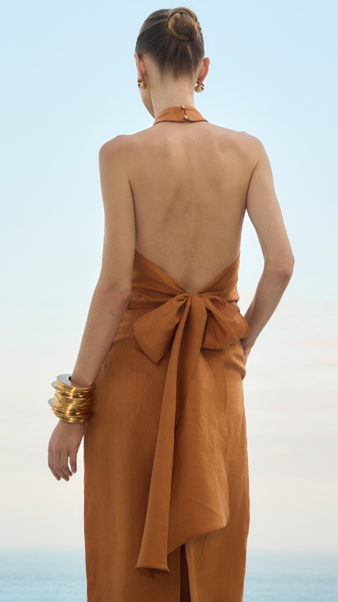 Vestido Midi de Linho Terracota