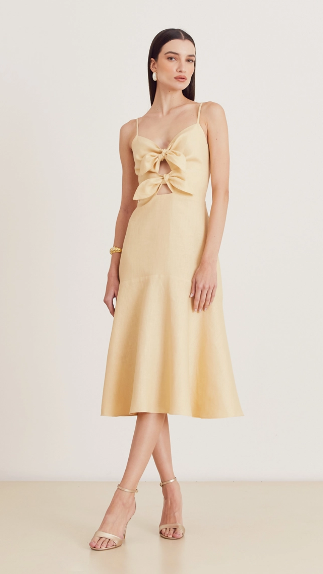 Vestido Midi Suzi Bege