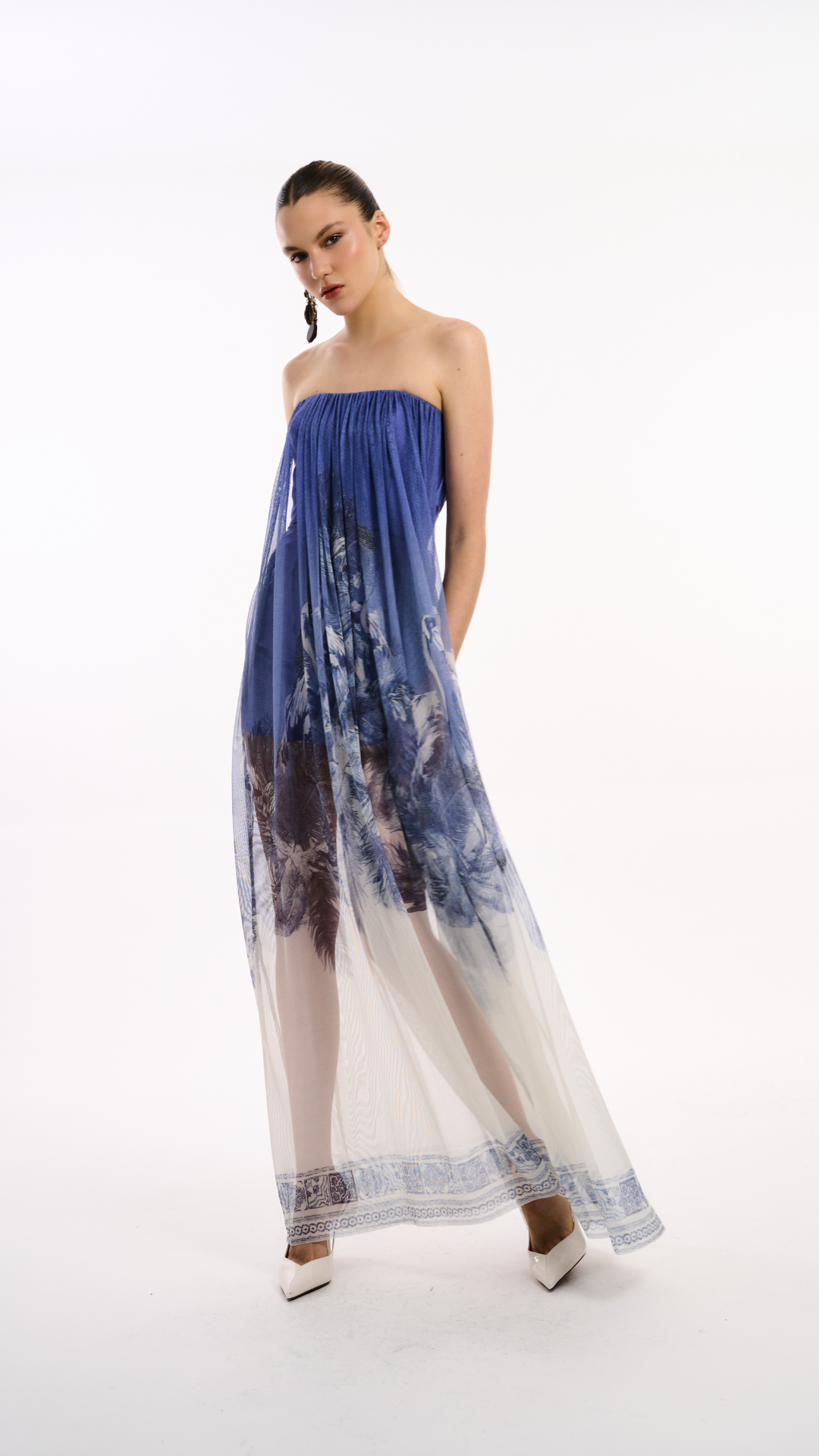 Vestido TQC Maxi Longo Barrado Flamingo
