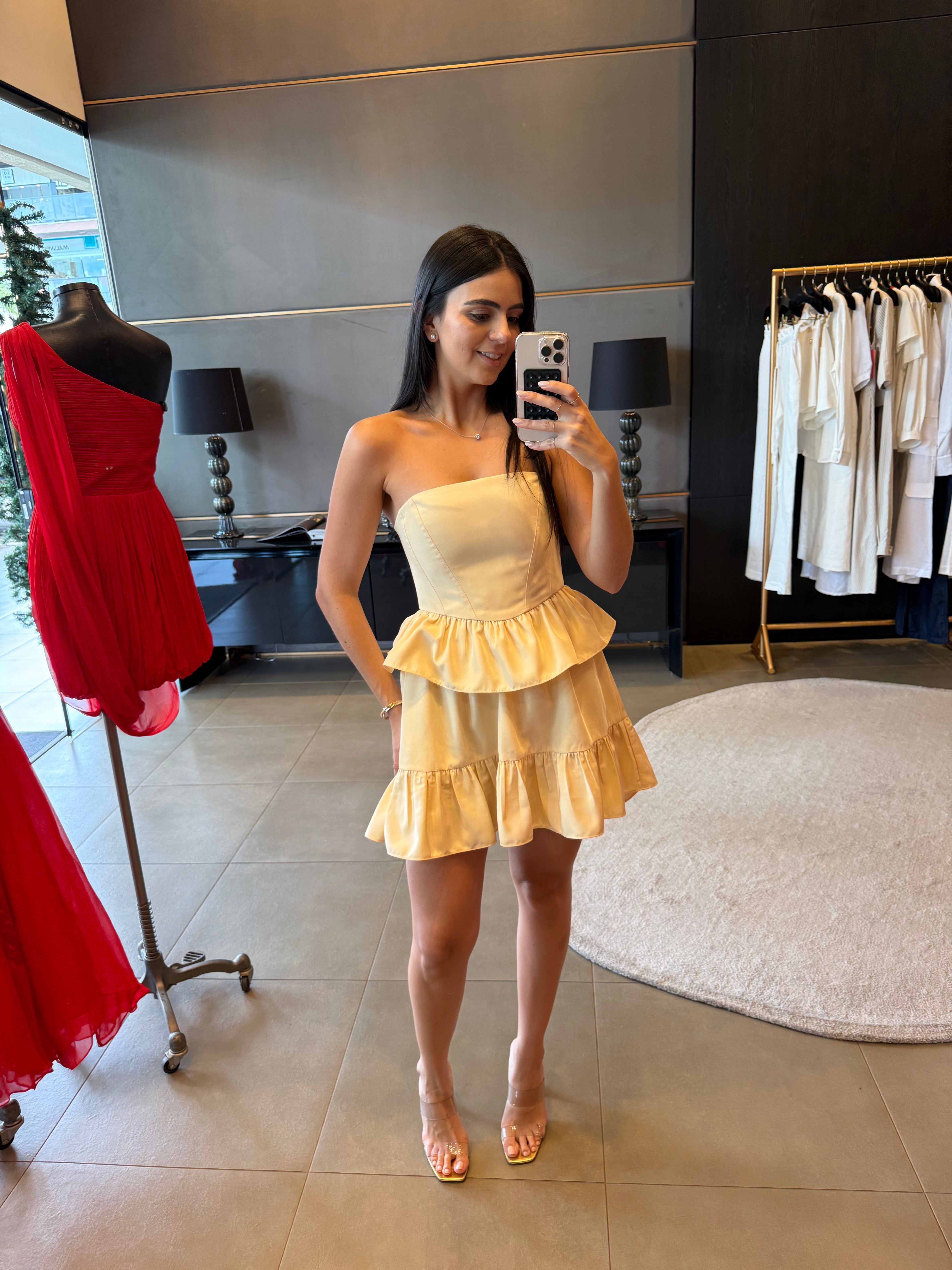 Vestido Kyoto Basque Croset Butter Cream