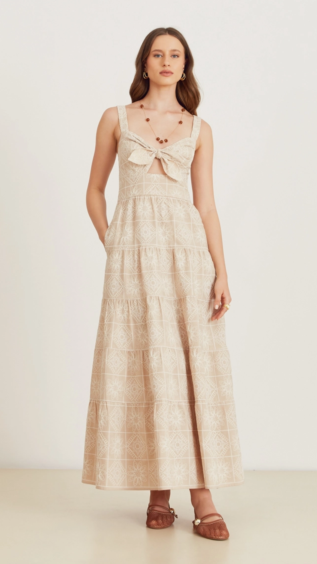 Vestido Midi Luciana Bege