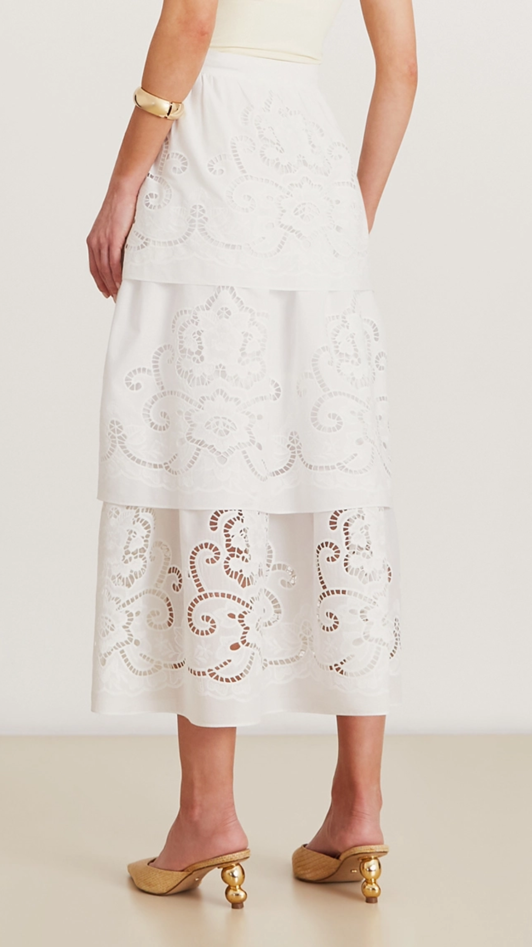 Saia Midi Pérola Branco