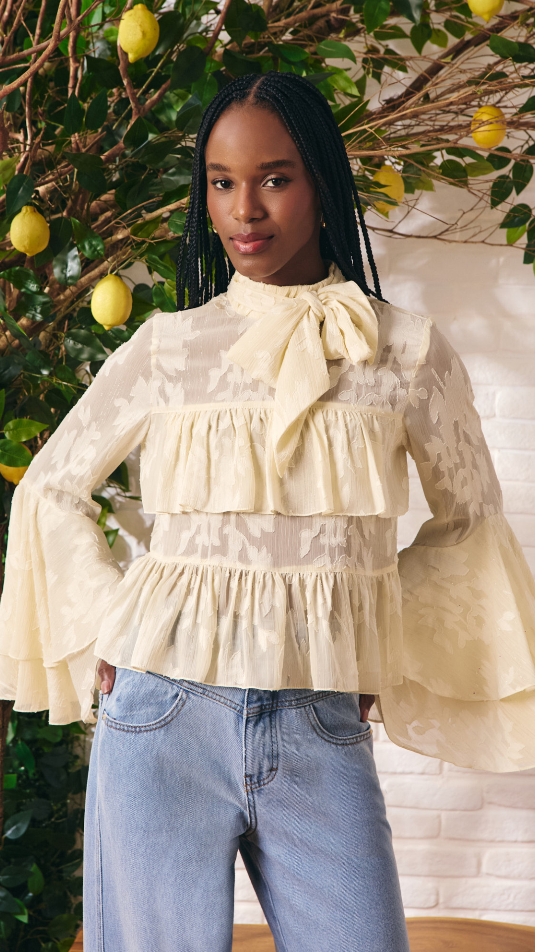 Blusa Devorê Bella Babados Off White