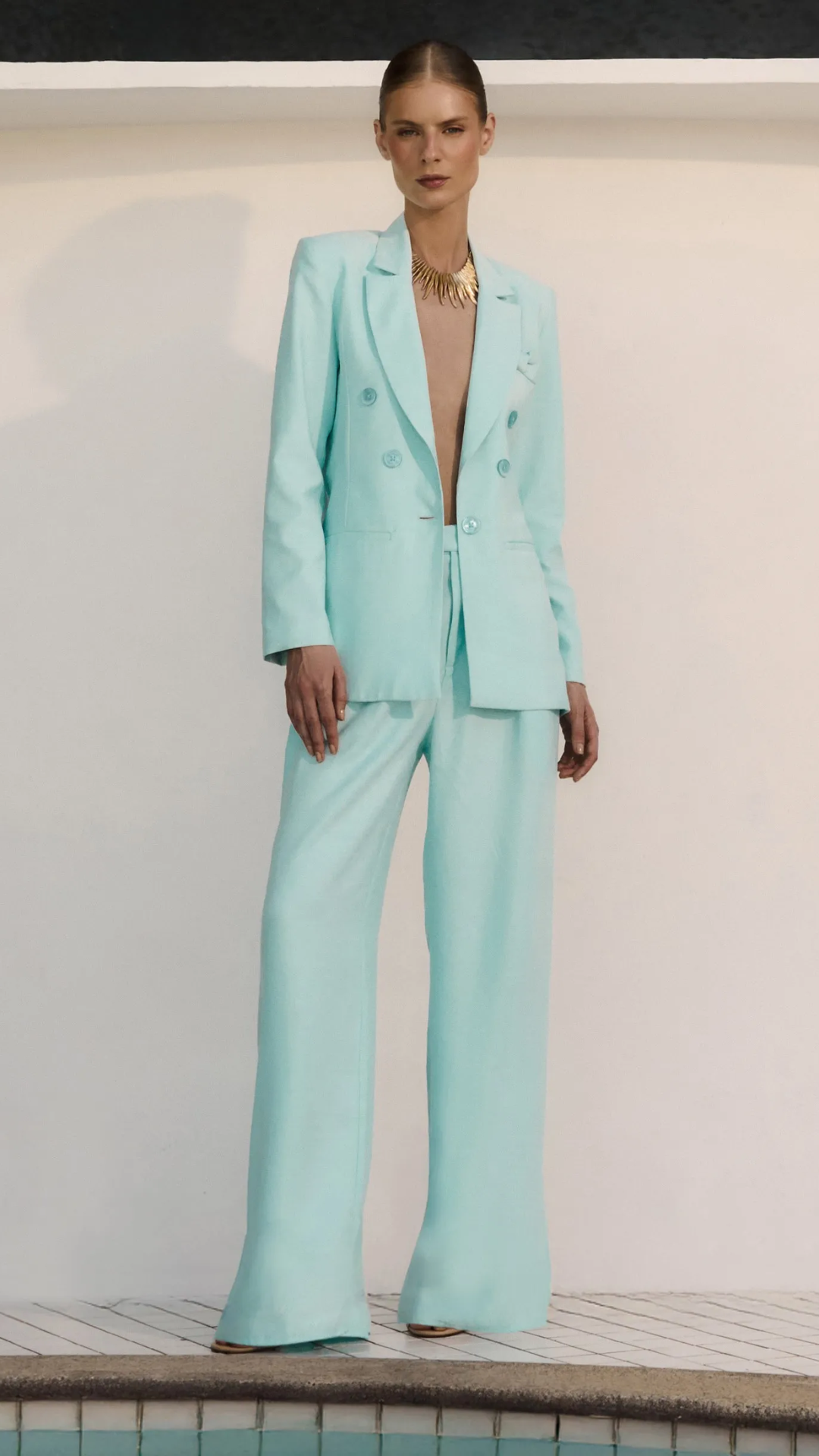 Conjunto Azul Acqua Blazer e Calça