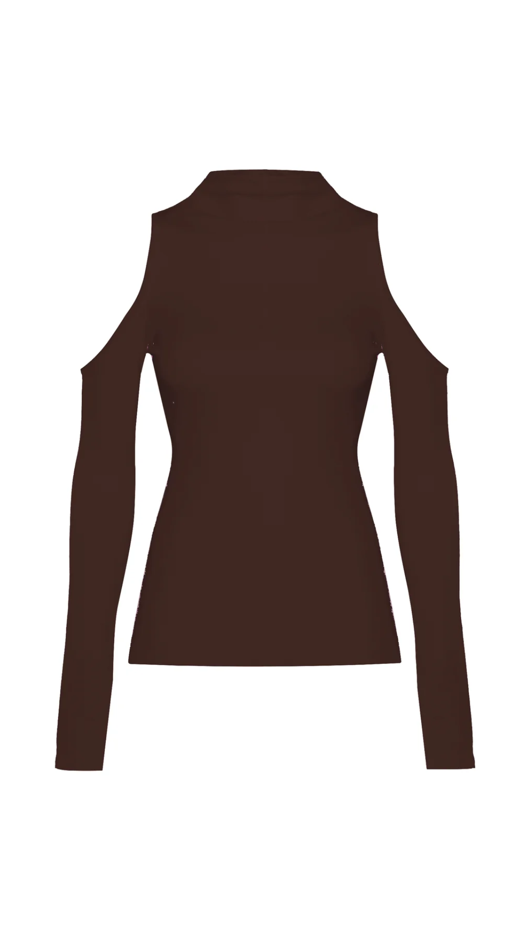 Blusa Gola Alta Abertura Ombro Malha Marrom