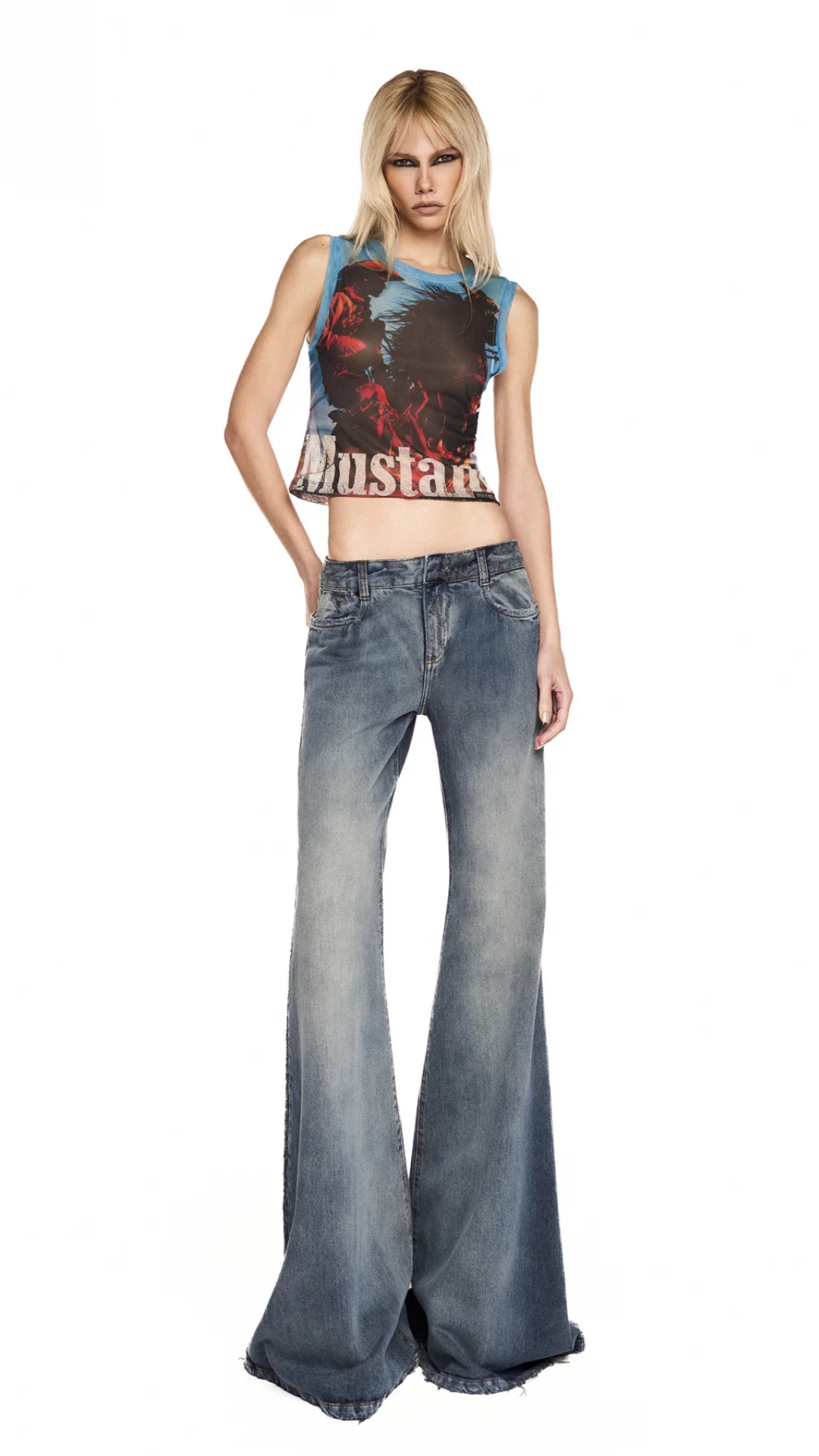 Blusa sem Manga Tule Mustang
