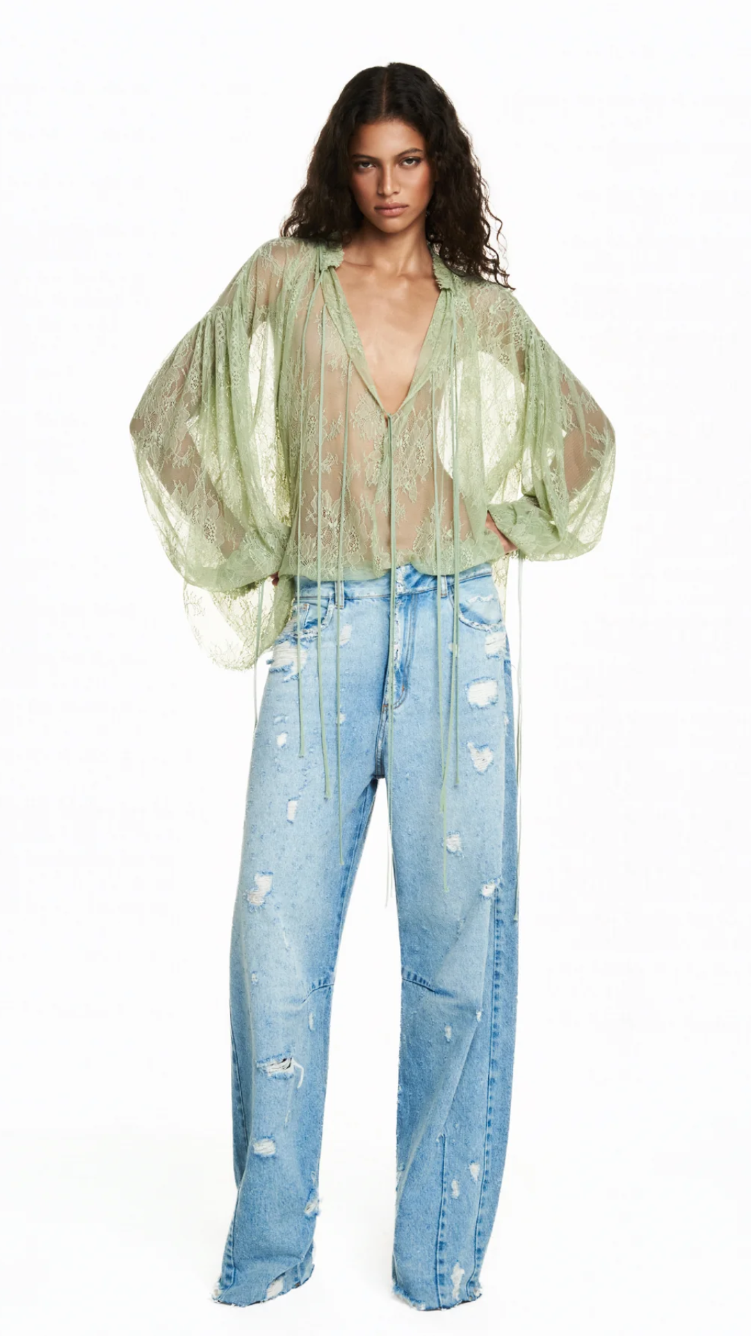 Calça Jeans Baggy Destroyed