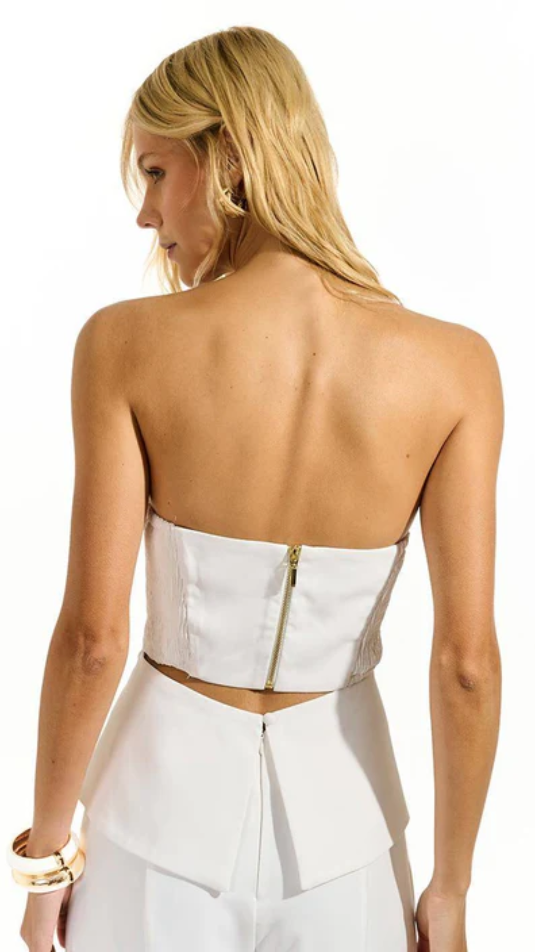 Top Corselet Renda no Decote Off White
