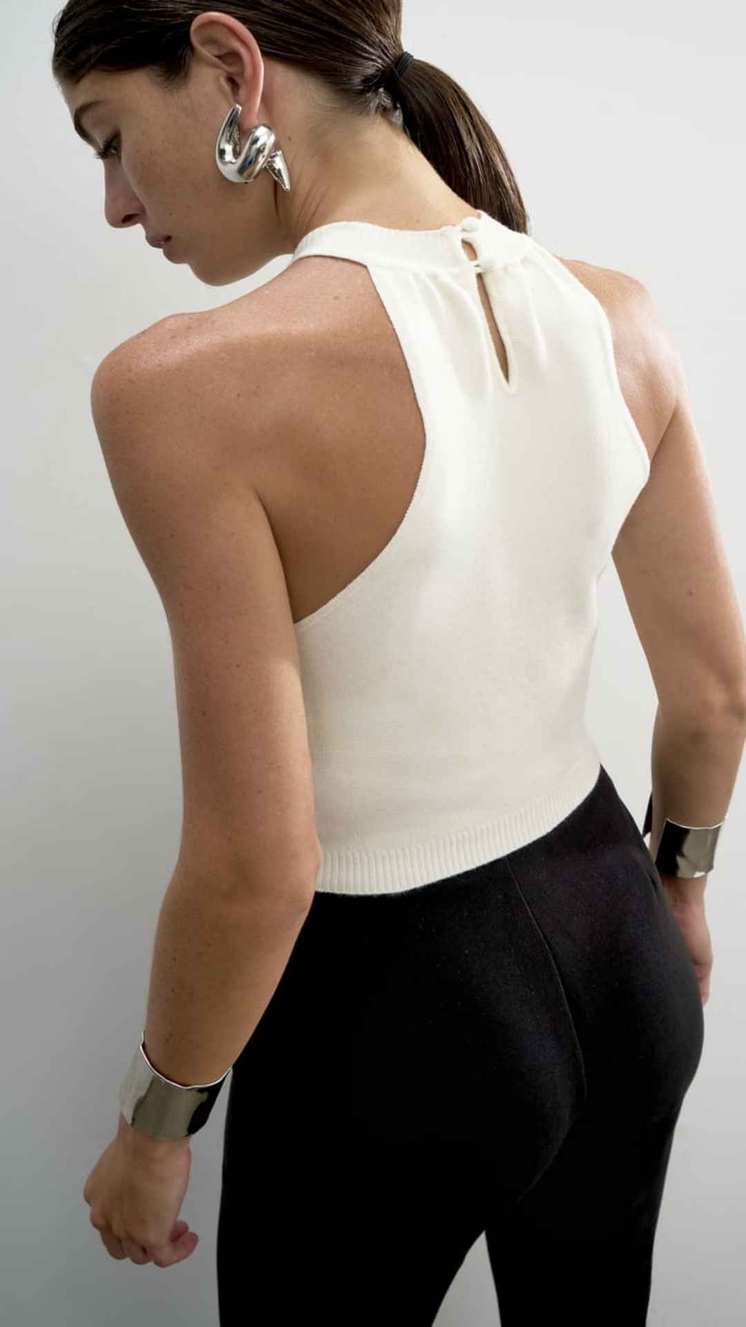 Top Tricô Golinha Alta Cavado Off White