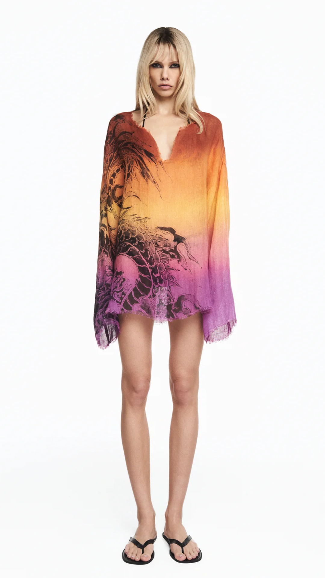 Bata Organza de Linho Tie Dye Tattoo Dragão
