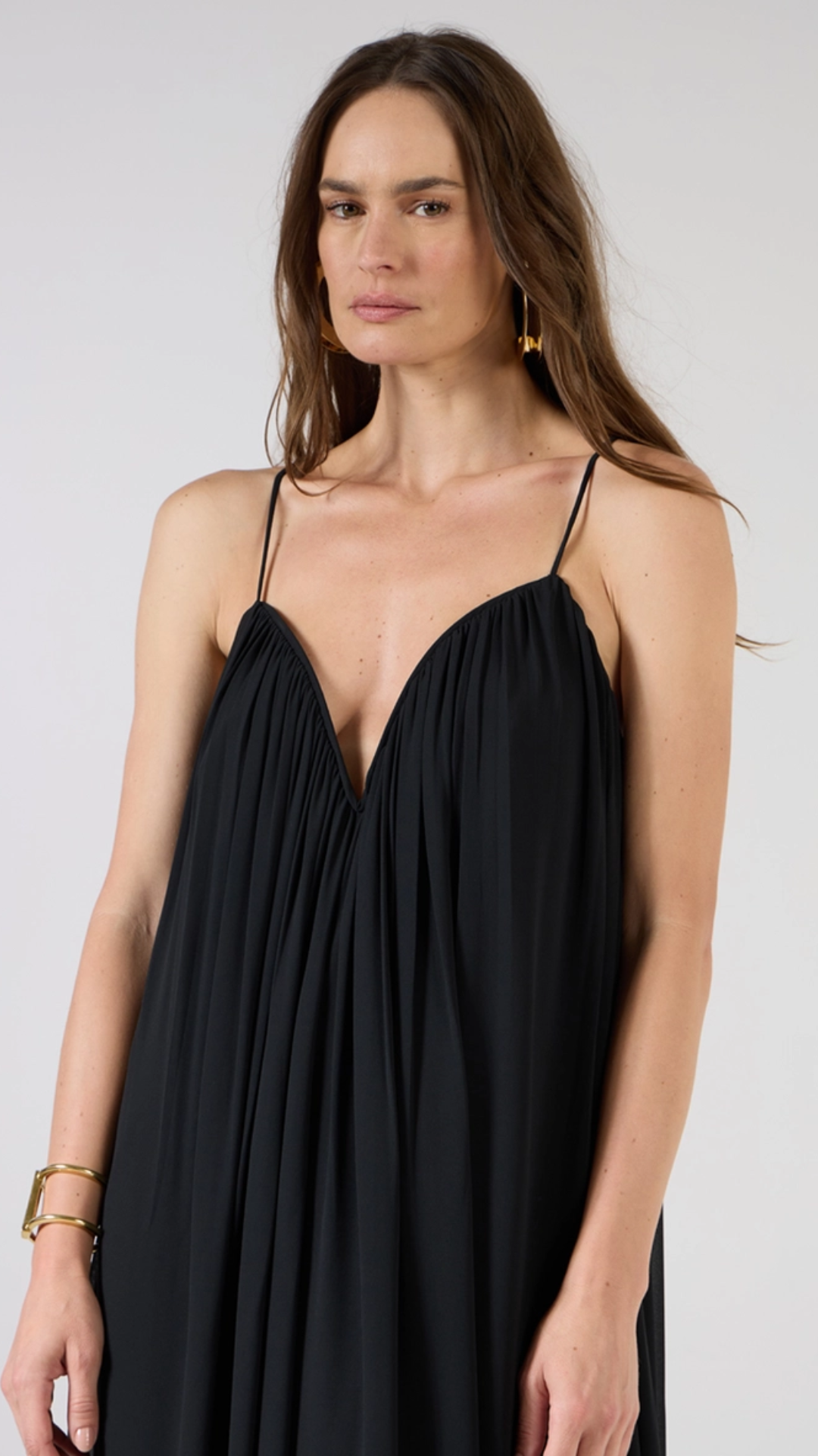 Vestido Longo Decote Coração Preto