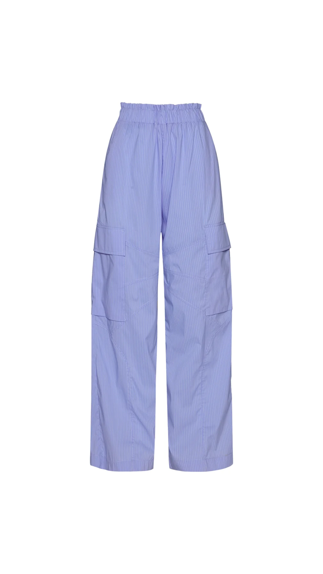 Calça Cargo Elástico Cós Listras Azuis