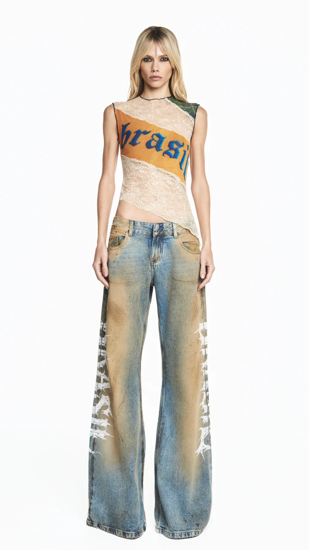 Blusa sem Manga Tule e Renda