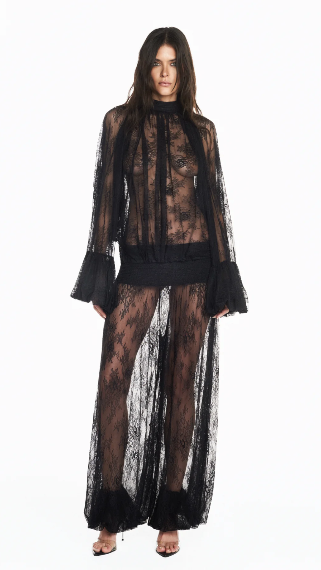 Calça Pala Lastex Renda Preta