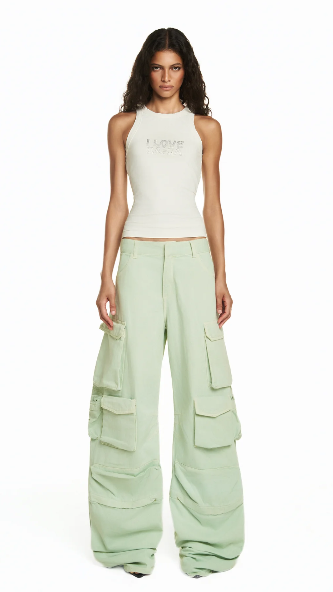 Calça Cargo Múltiplos Bolsos Sarja Verde