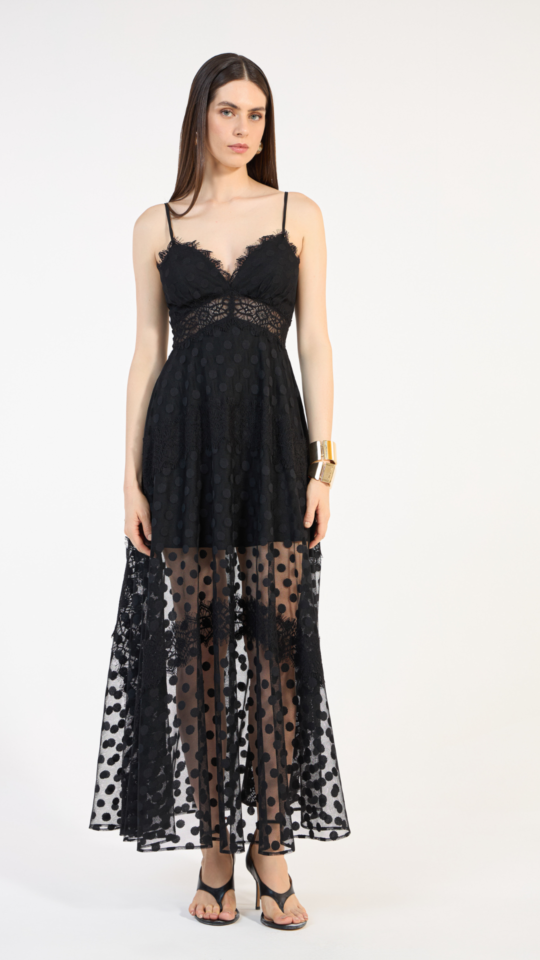 Vestido Poá Entremeio Preto