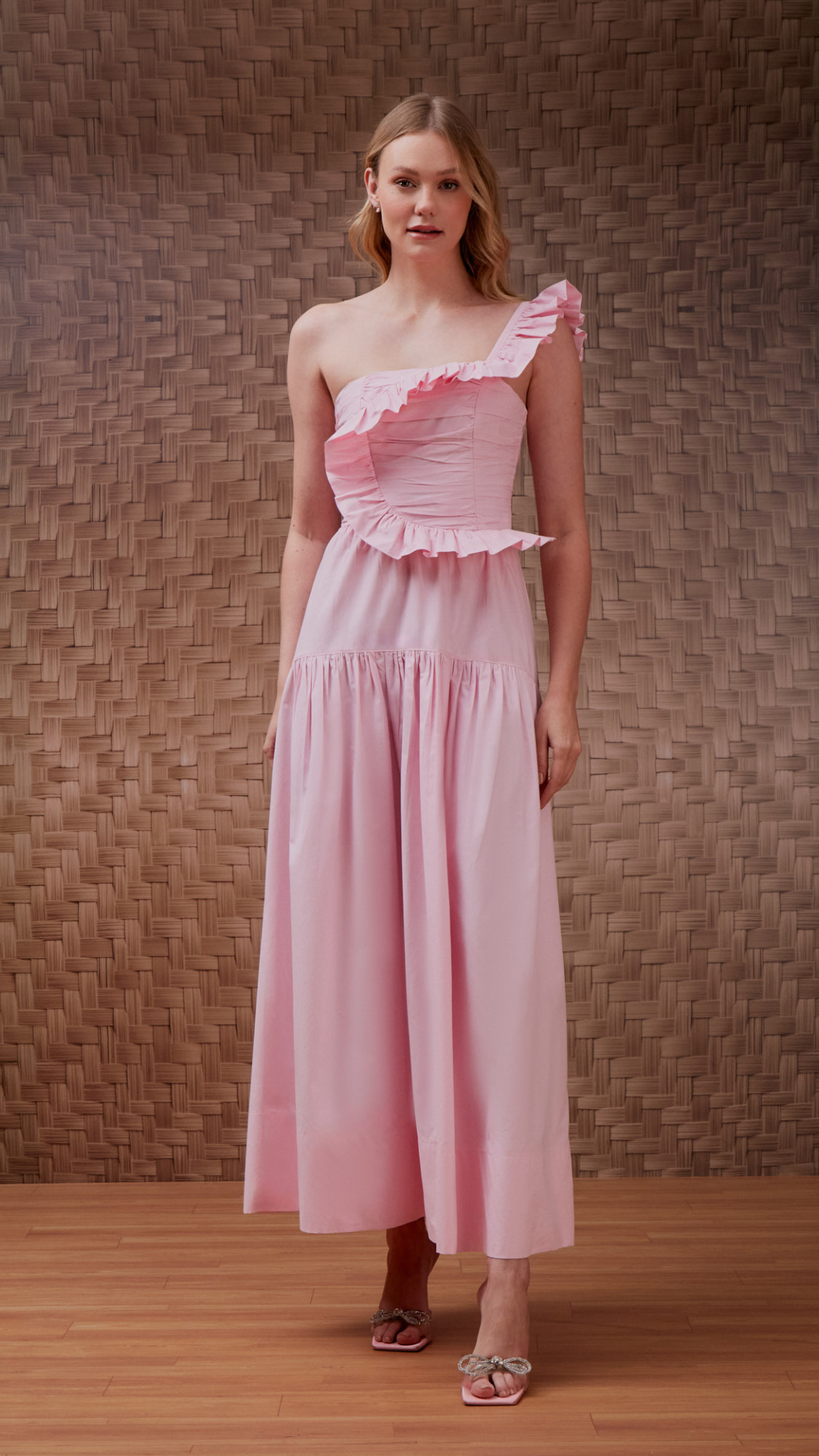 Vestido Cotton Babado Drapeado Bubbles