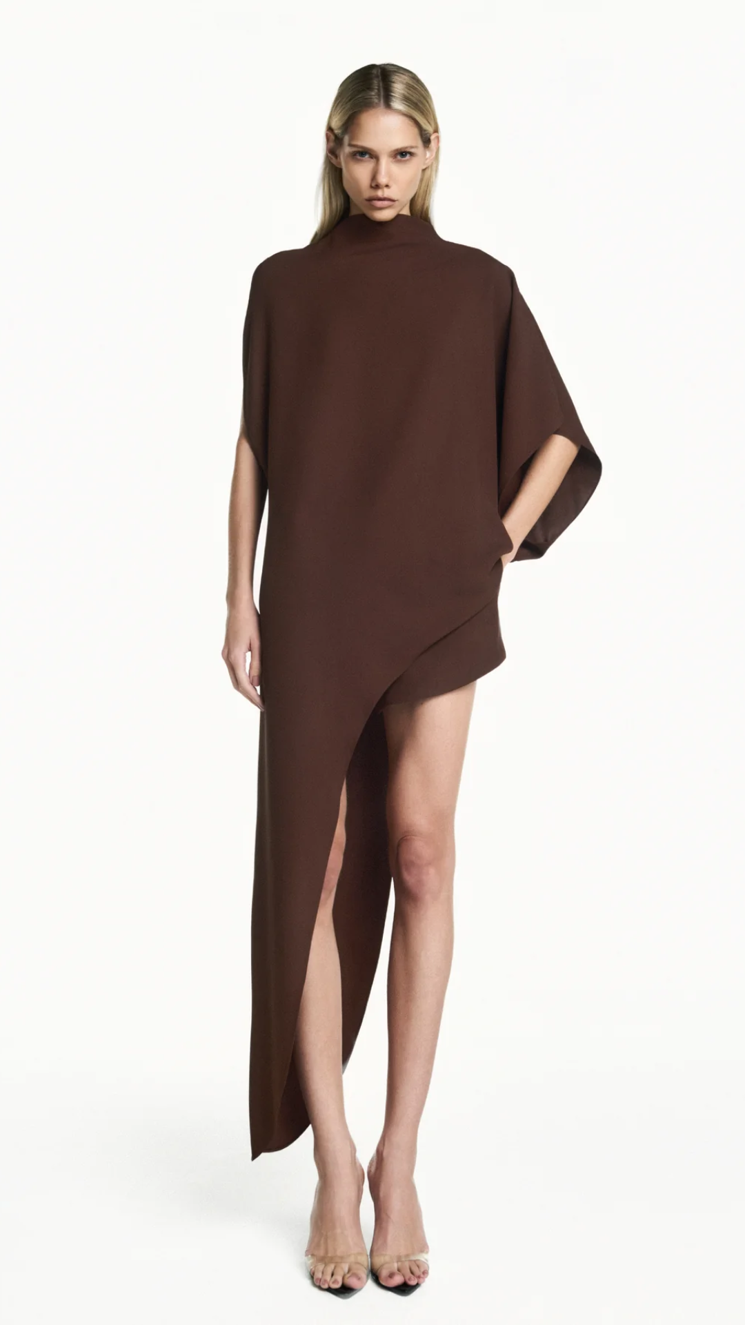 Blusa Kaftan Assimétrica Patou Marrom