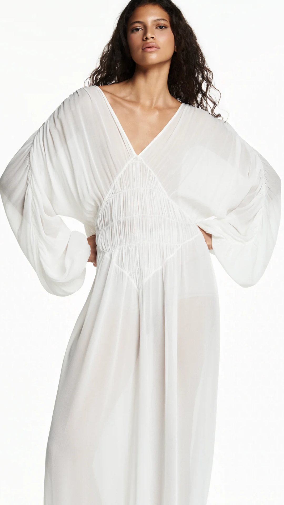 Macacão Drapeado Lastex Georgete Off White