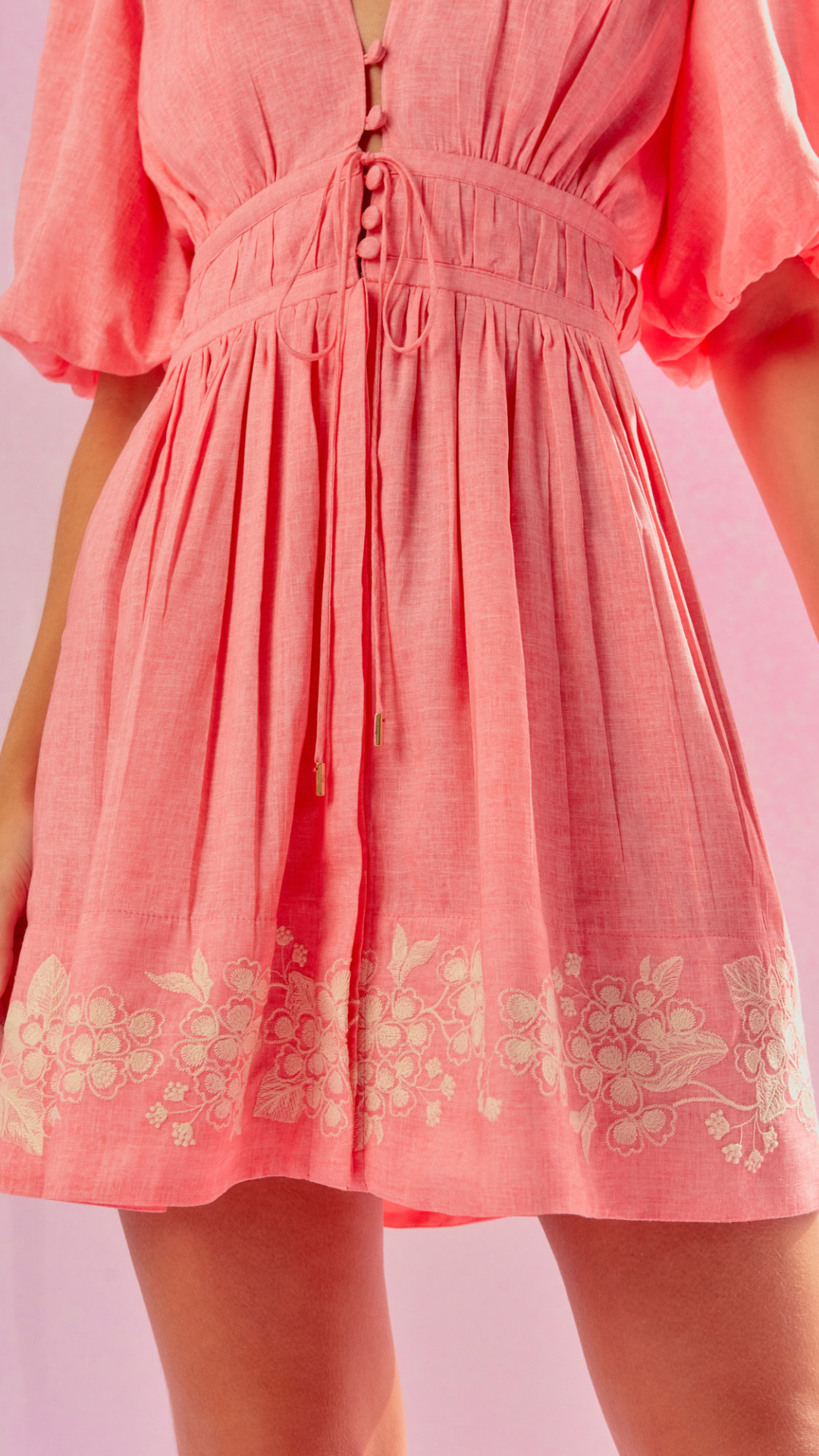 Vestido Rayon Linen Bordado Fondant