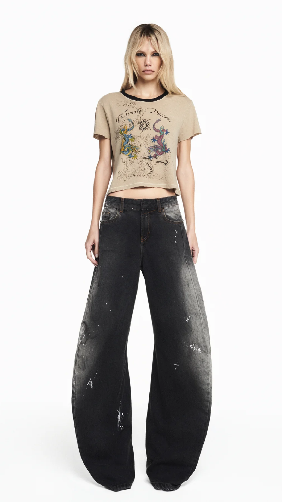 Calça Jeans Black Manchada Perna Montaria