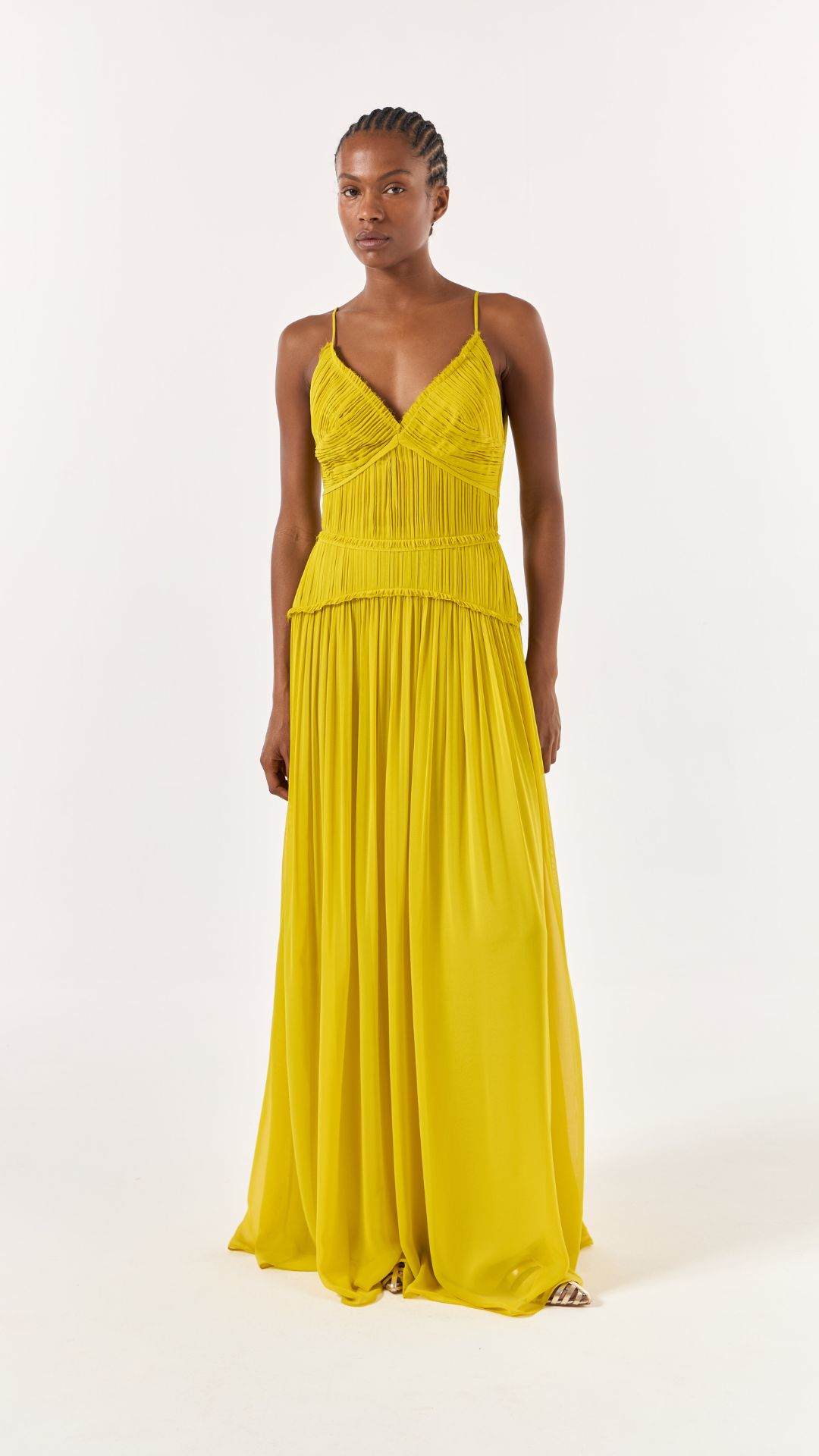 Vestido Midi Tarquinado Verde Mango