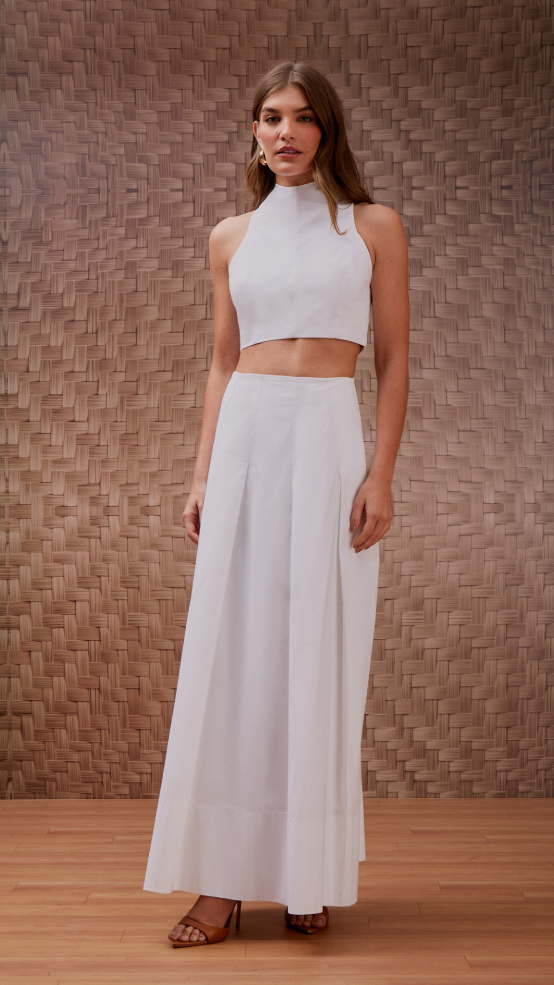 Conjunto Cotton Saia Pregas Off White