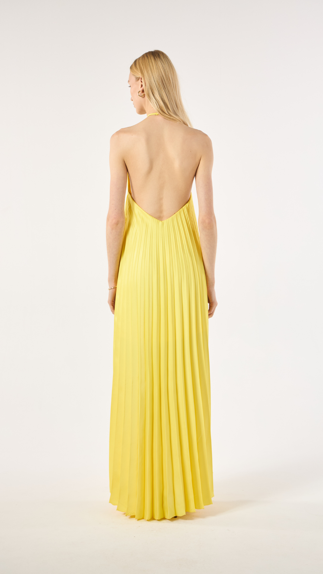 Vestido Longo Plissado Verde Mango