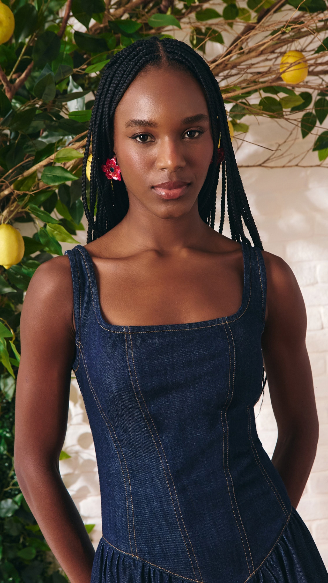 Vestido Midi Vitoriano Jeans Escuro