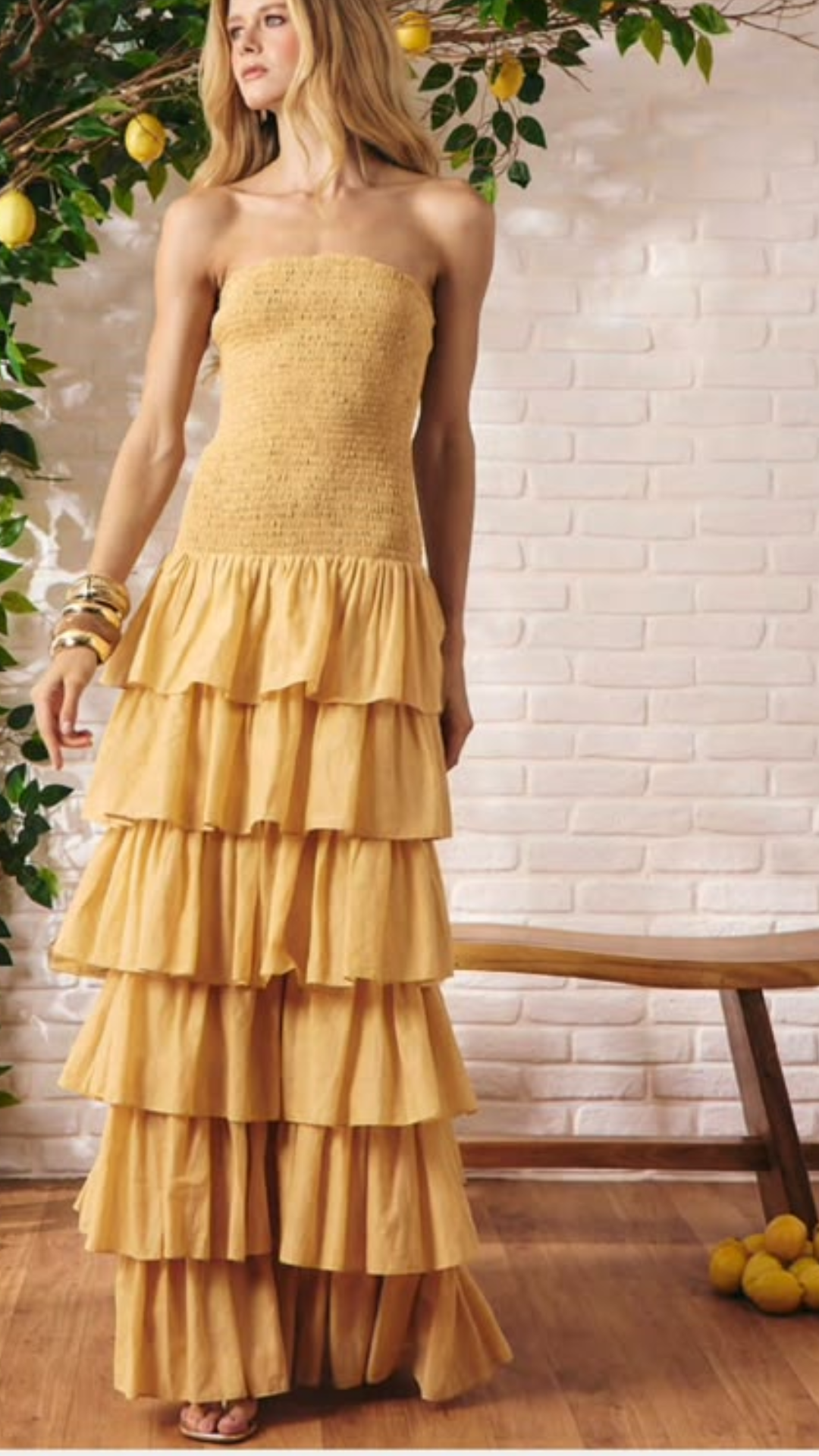 Vestido Voil Toscana Babados Bege Camomila