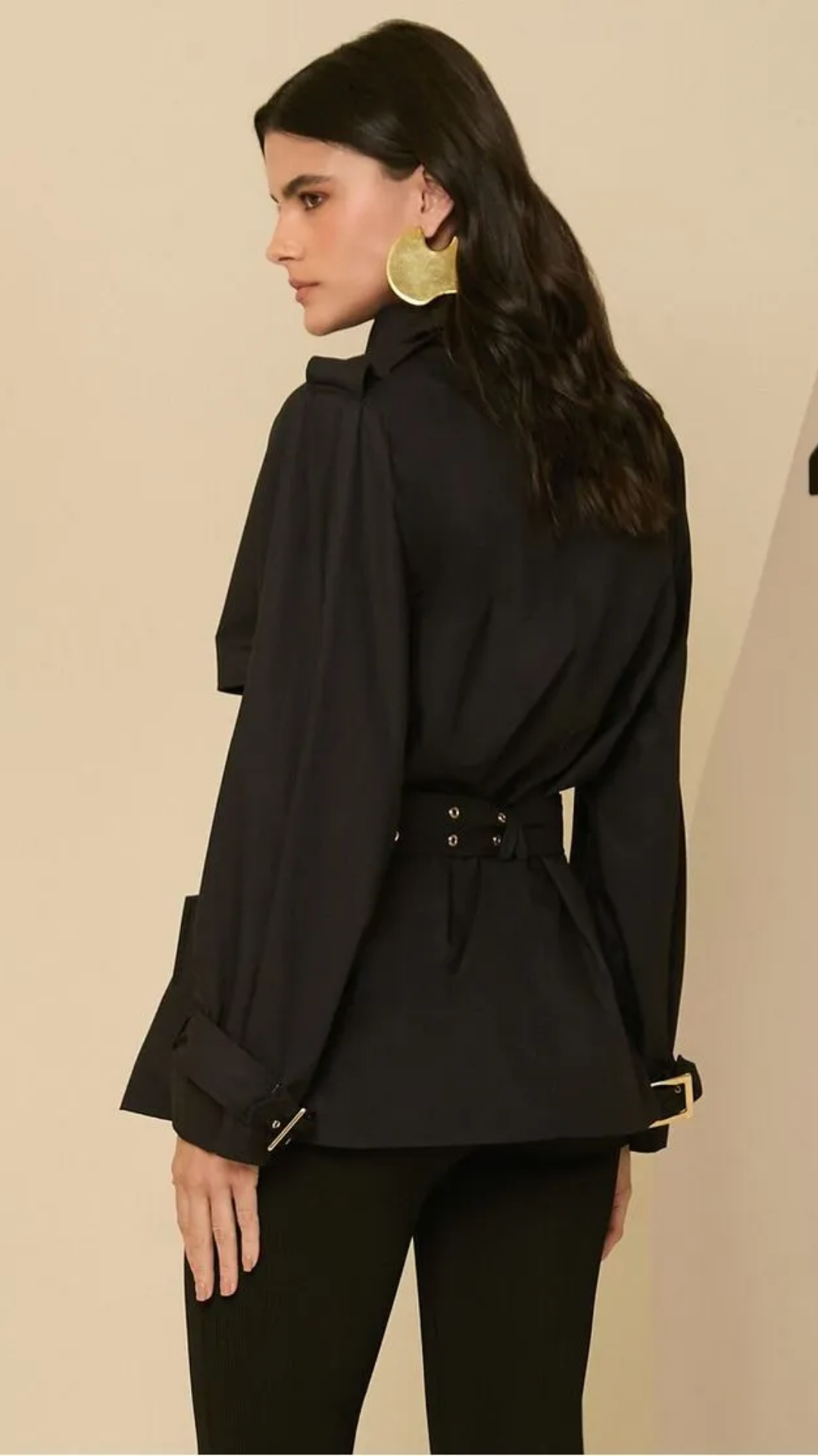 Trench Coat Curto Preto