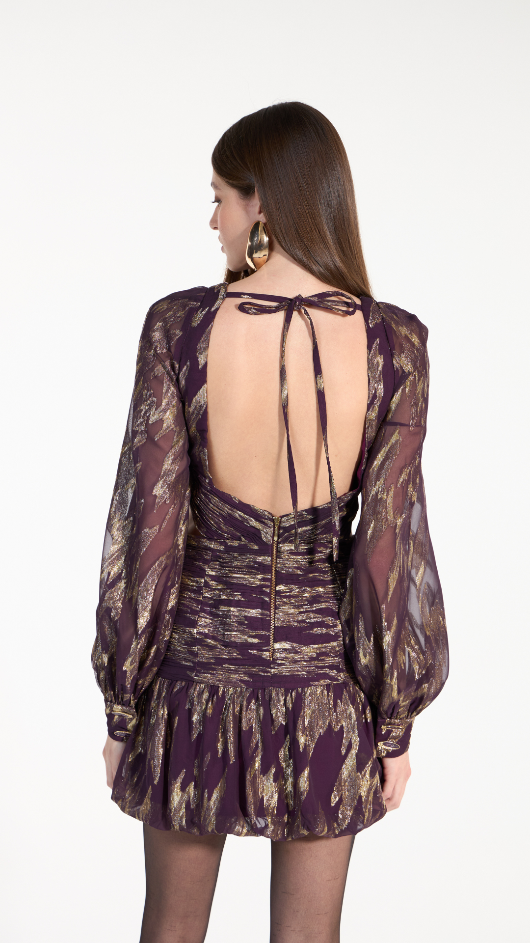 Vestido Curto Drapeado Balonê Roxo Blerry