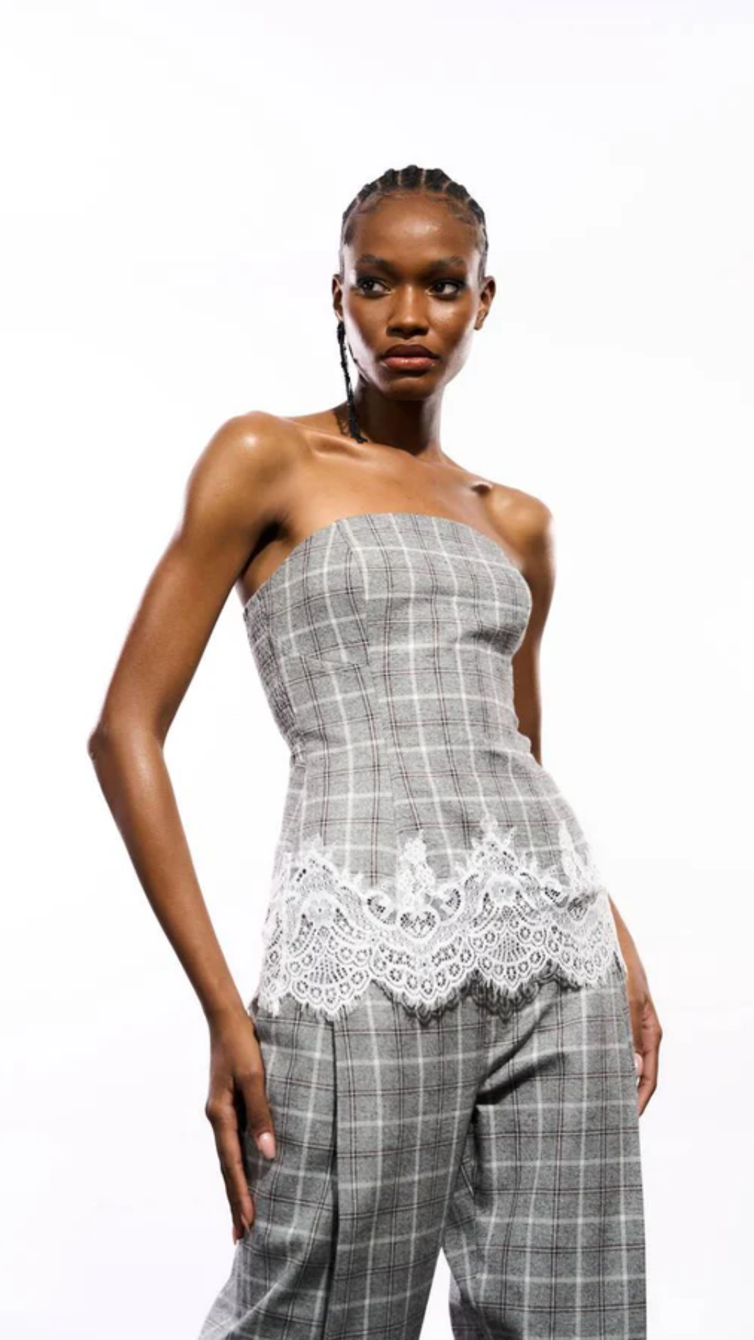 Top Corselet Renda Xadrez