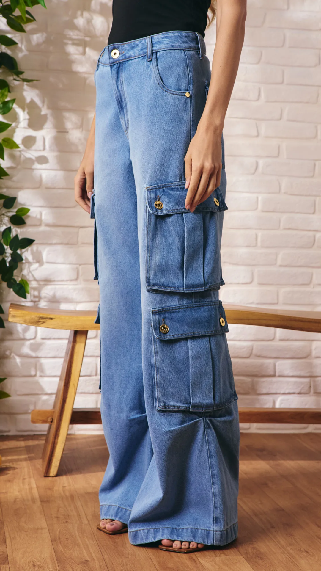 Calça Utility Jeans Claro