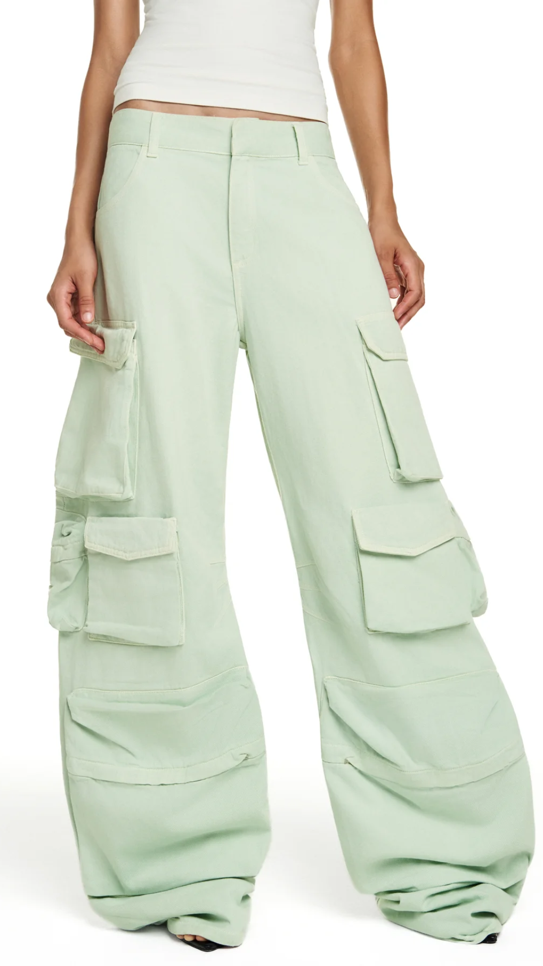 Calça Cargo Múltiplos Bolsos Sarja Verde