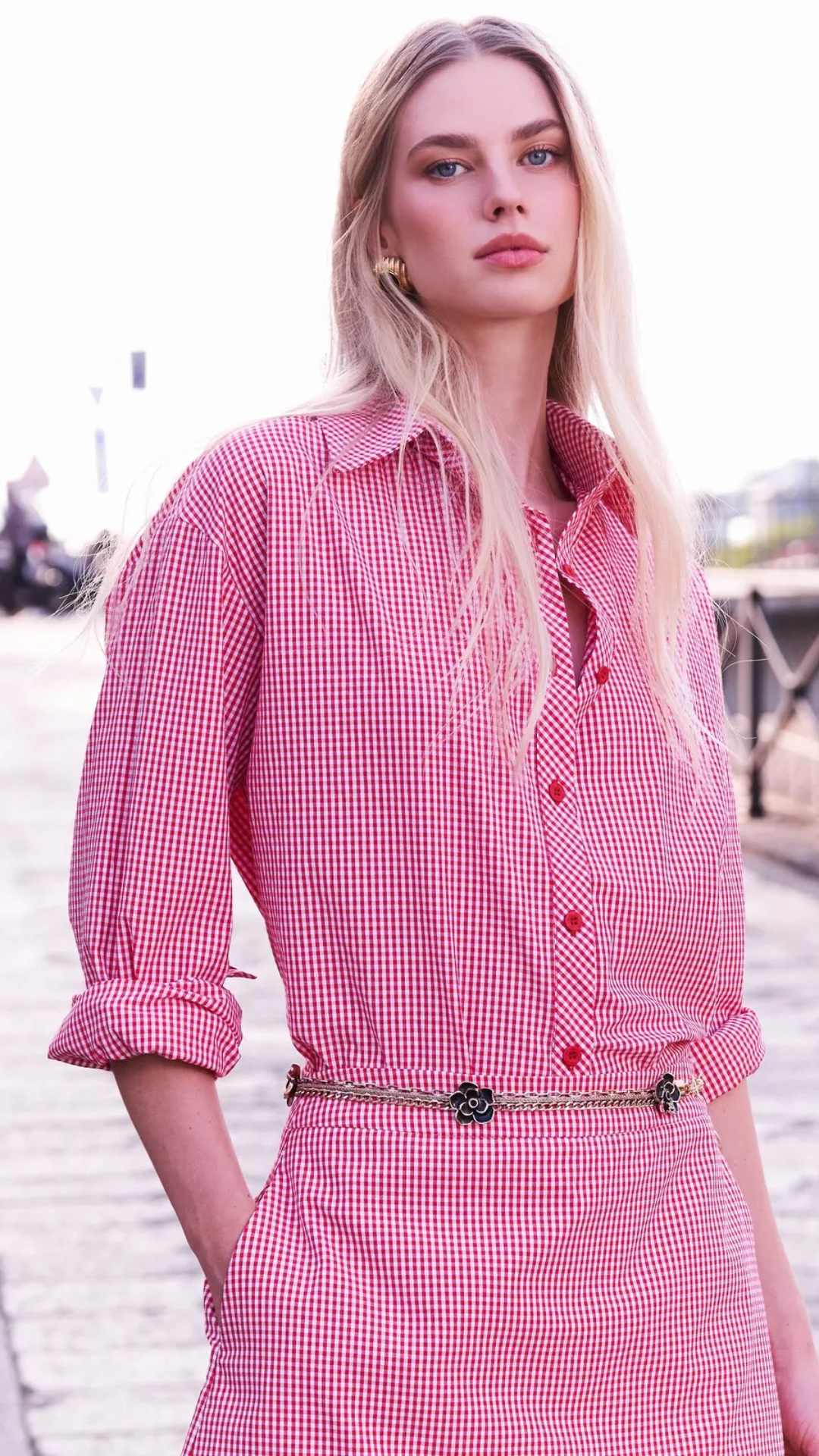 Conjunto Vichy com Camisa e Short Saia