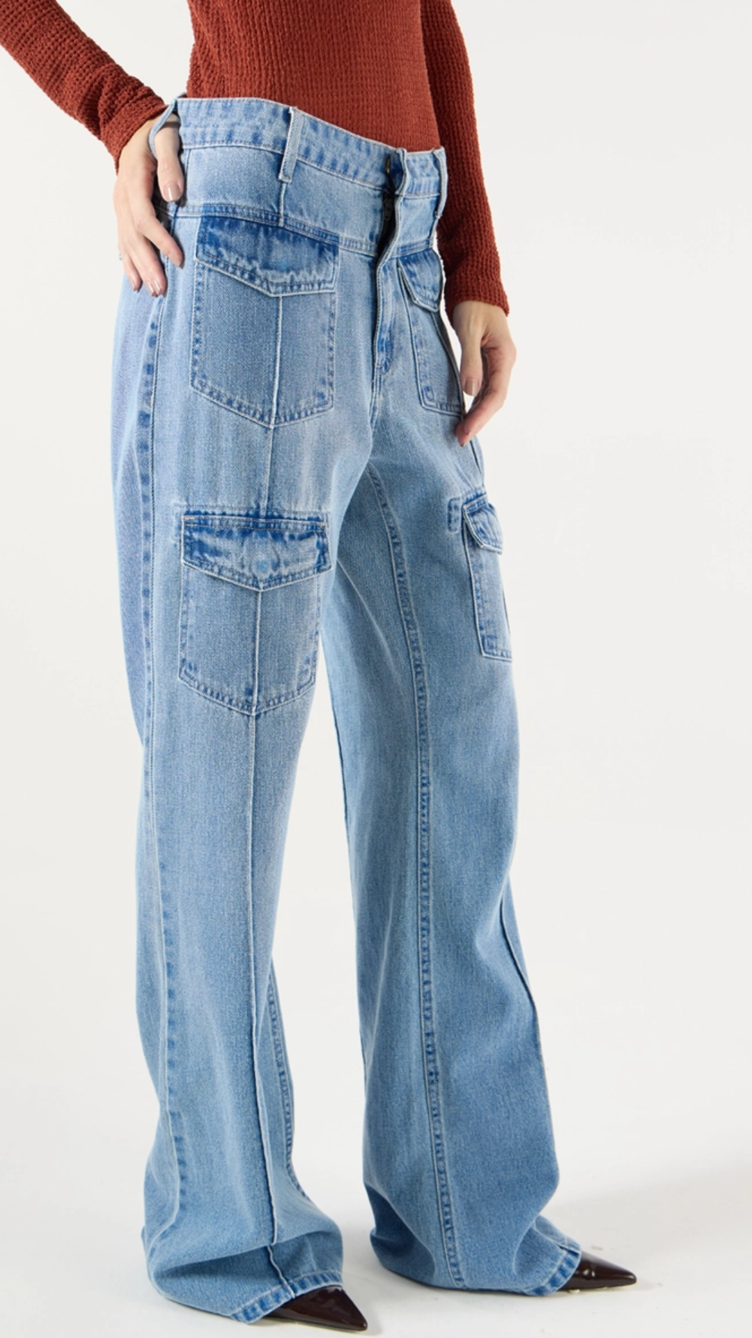 Calça Jeans Bolsos Azul Bluer