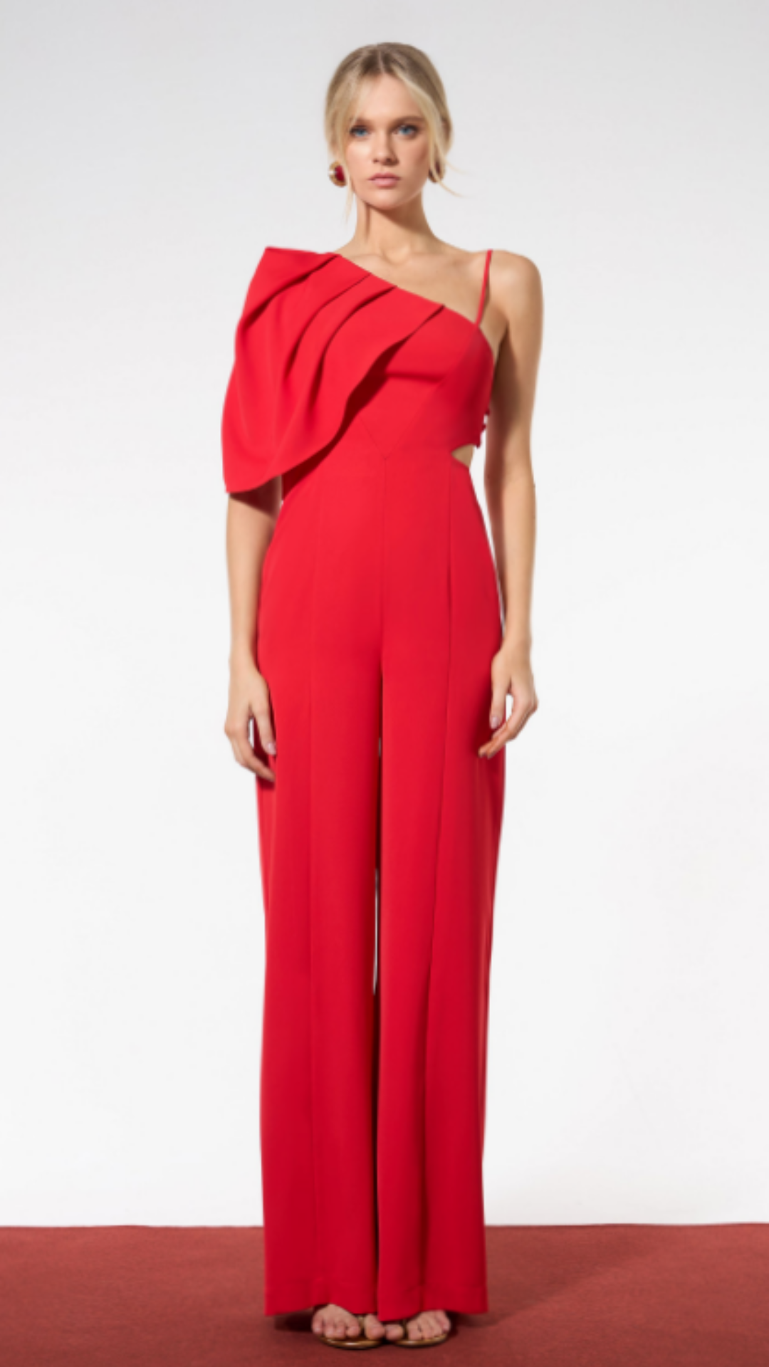 Macacão Ombro Drapê Vermelho Boutin