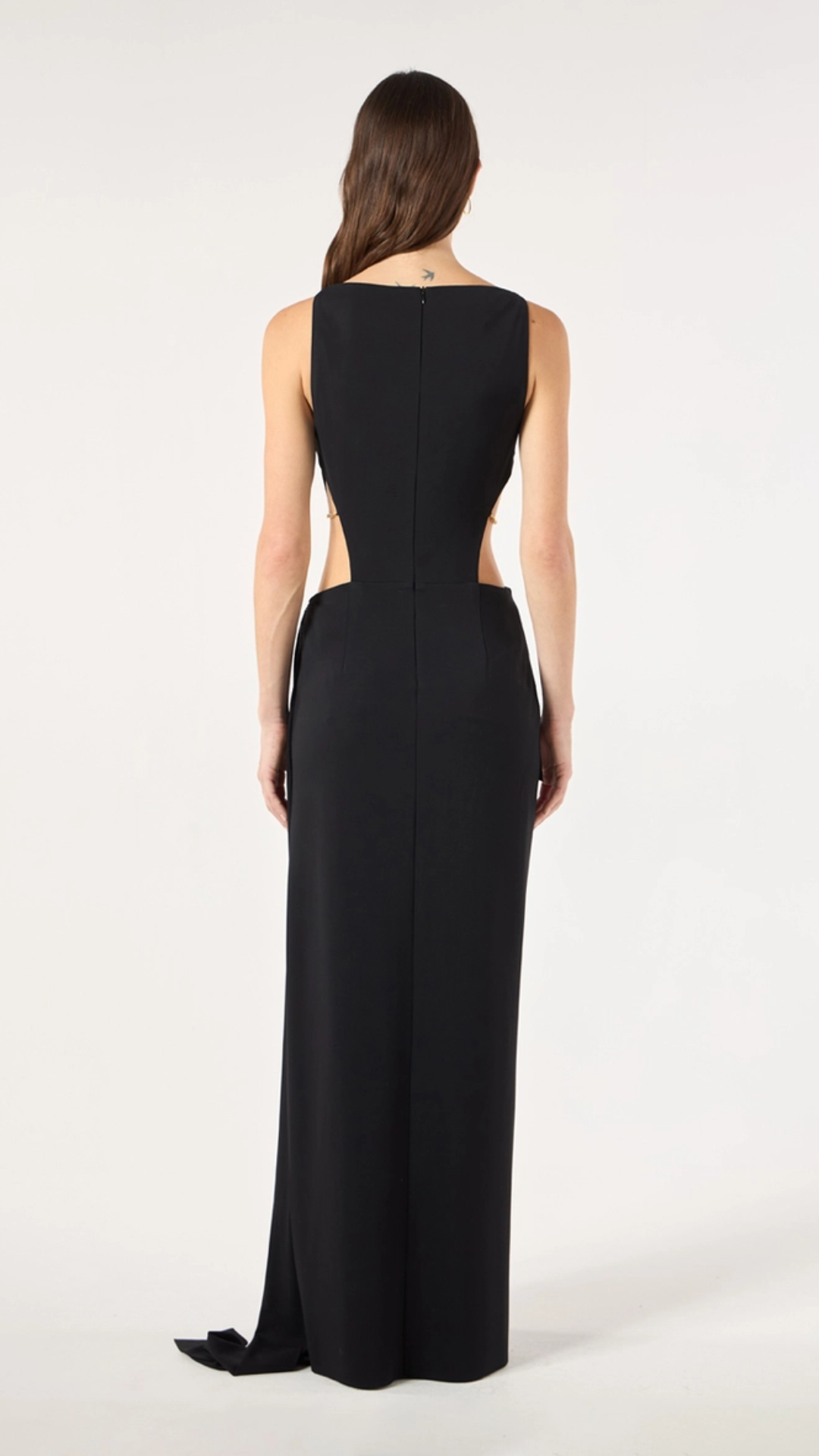 Vestido Longo Malha Recortes Preto
