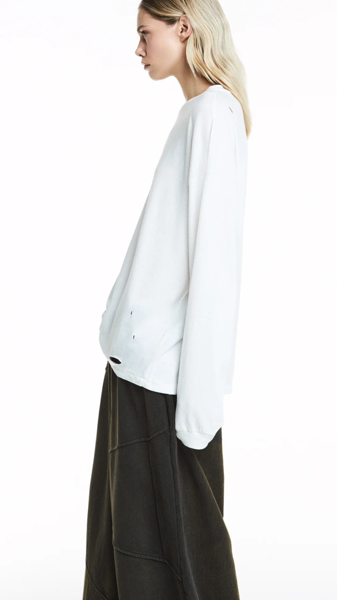 Camiseta Manga Longa Destroyed Off White
