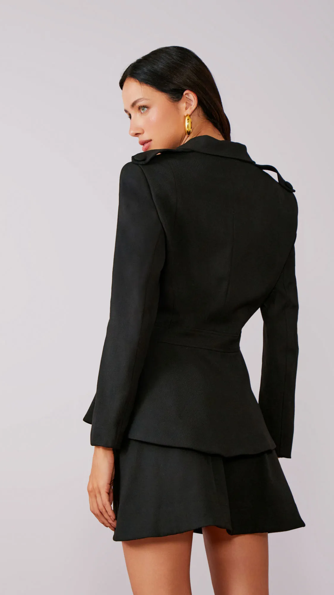 Casaco Max Twill Peplum Preto