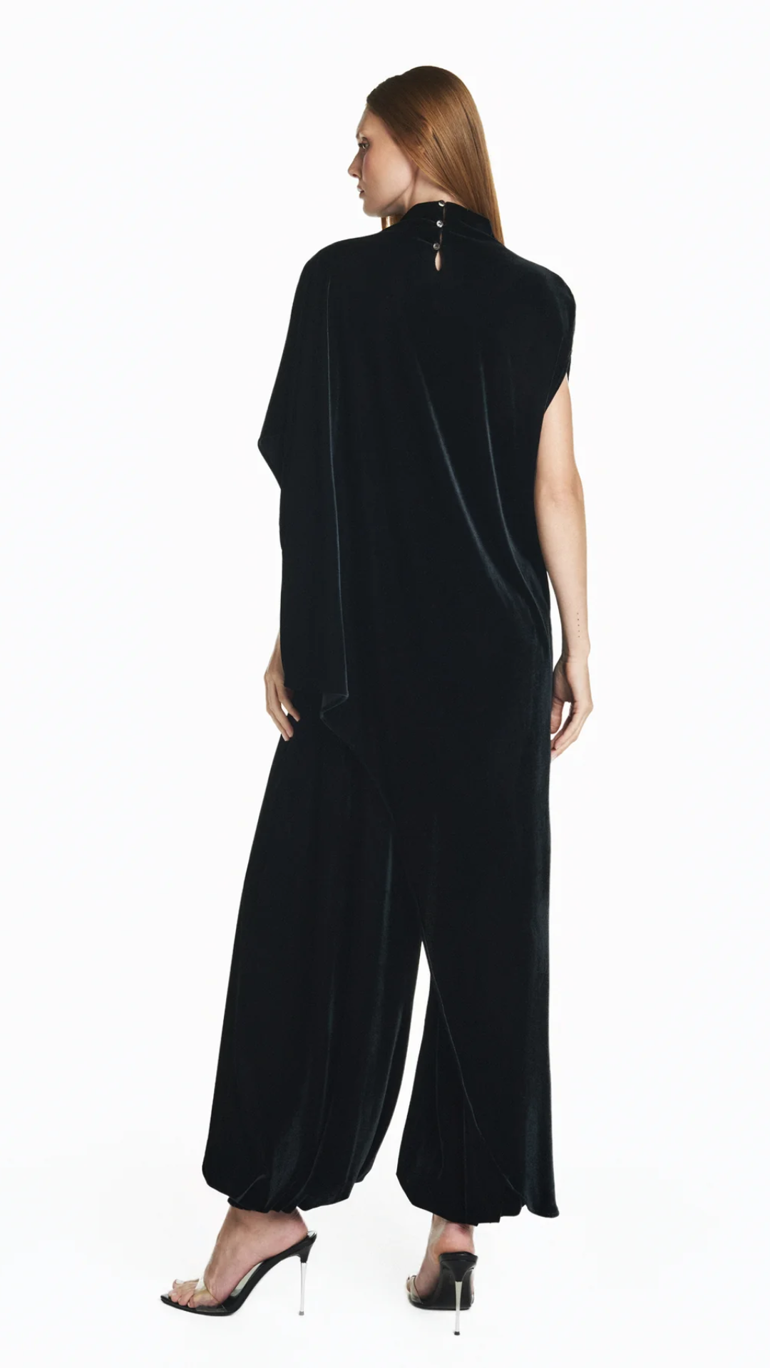 Blusa Kaftan Assimétrica Veludo Preto