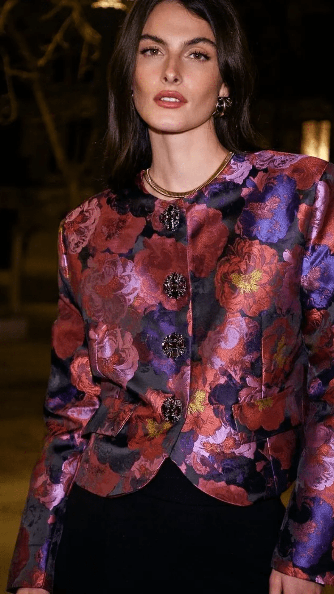 Casaqueto Jacquard Botões Cristais