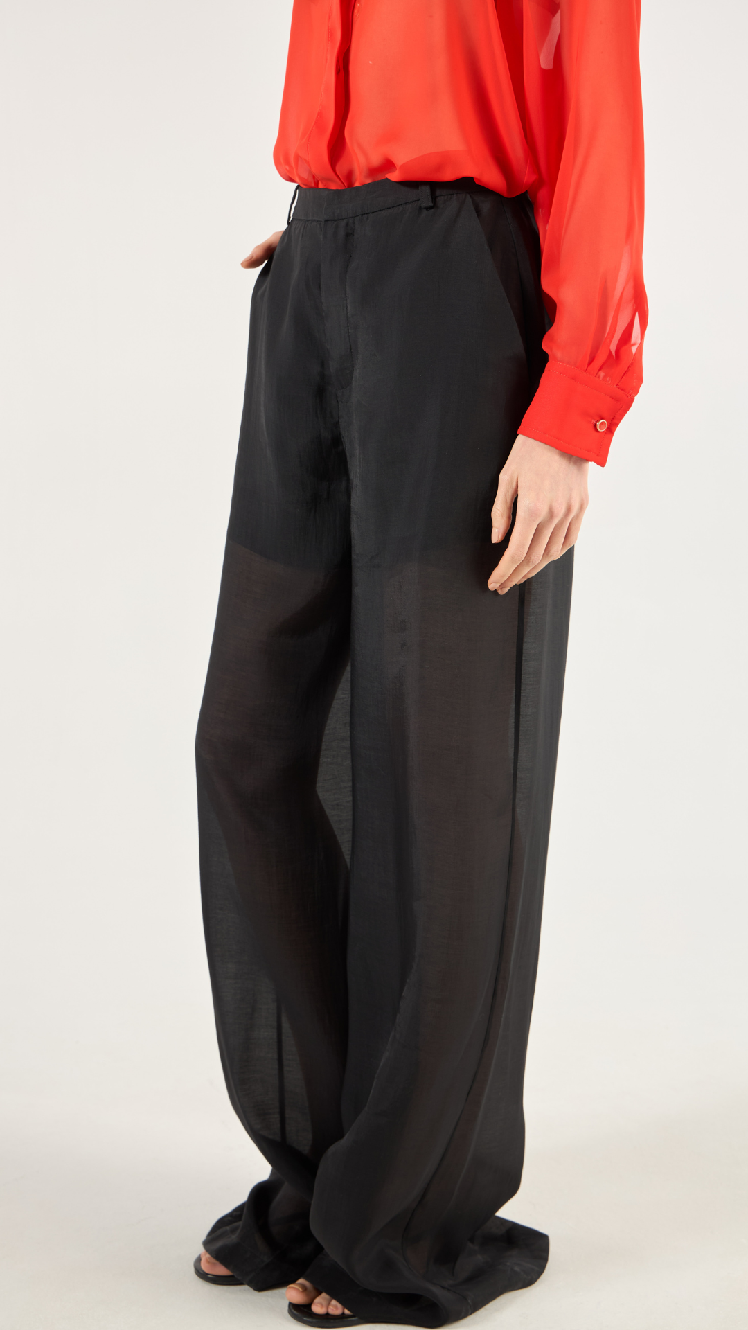 Calça Alfaiataria Transparência Preto
