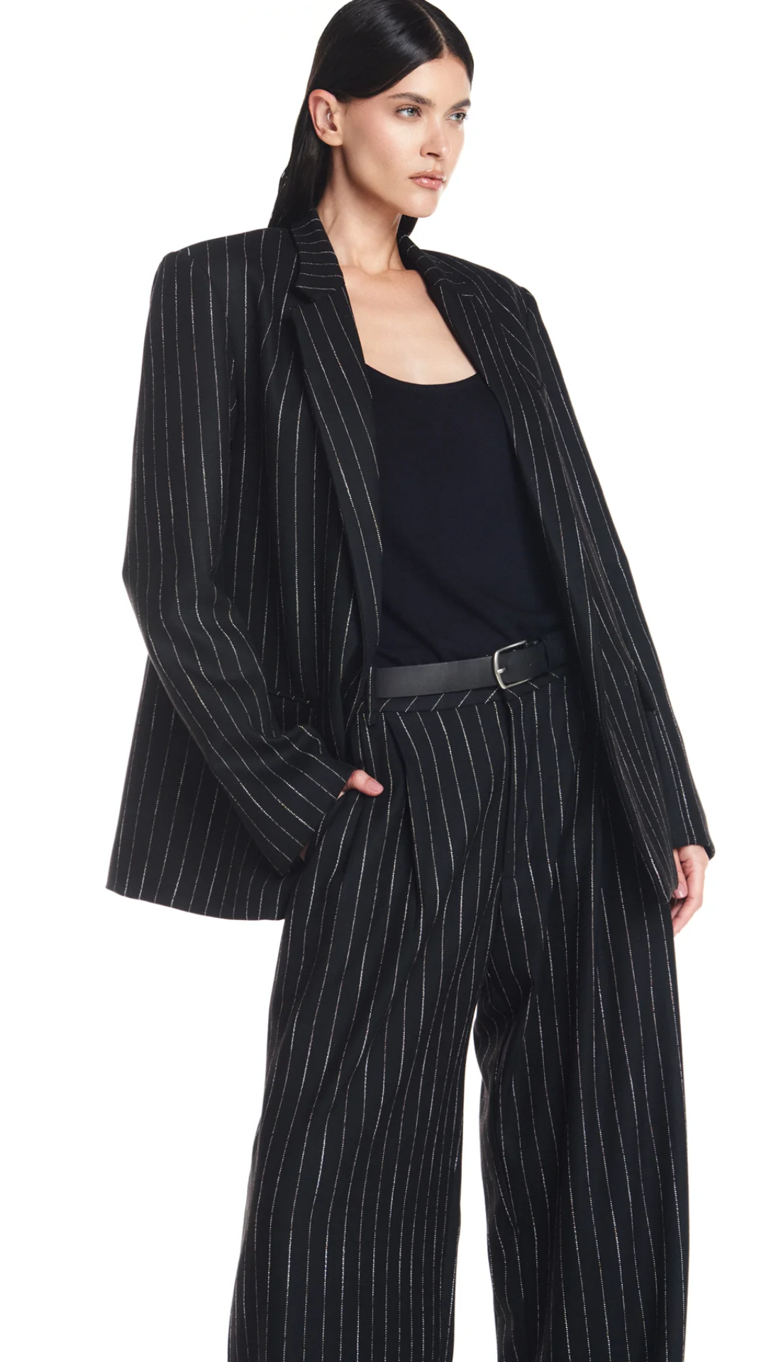 Blazer Alfaiataria Risca de Giz Preto