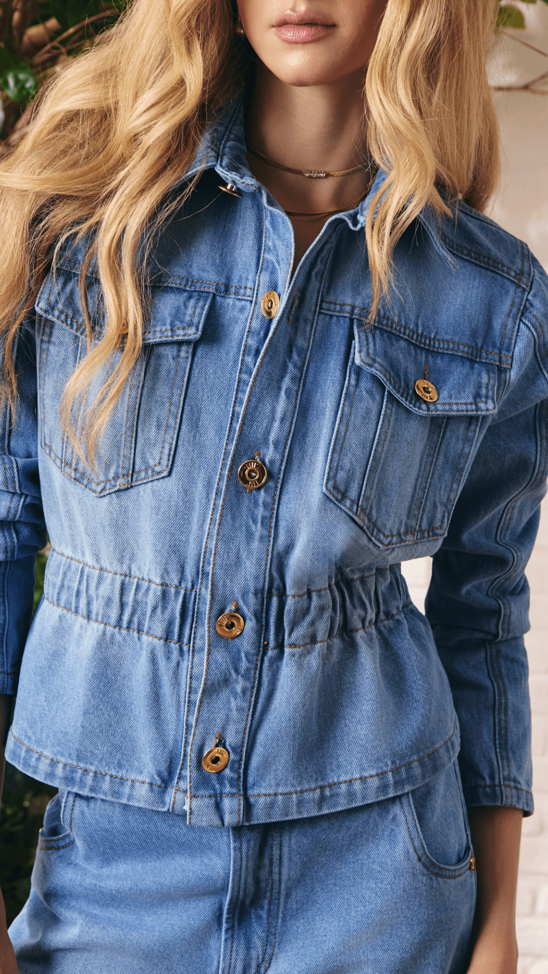 Jaqueta Parka Elástico Jeans Claro