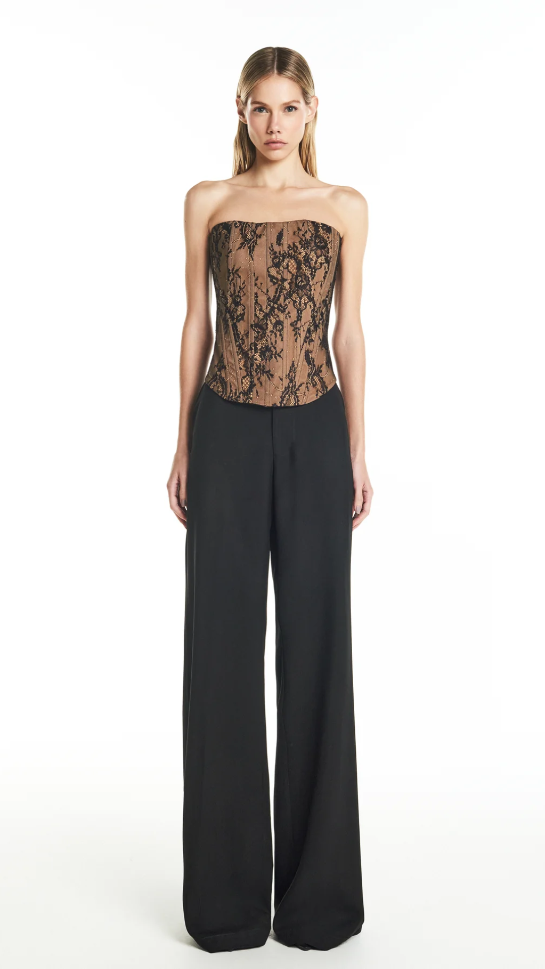 Top Corset Tomara que Caia Renda Preta