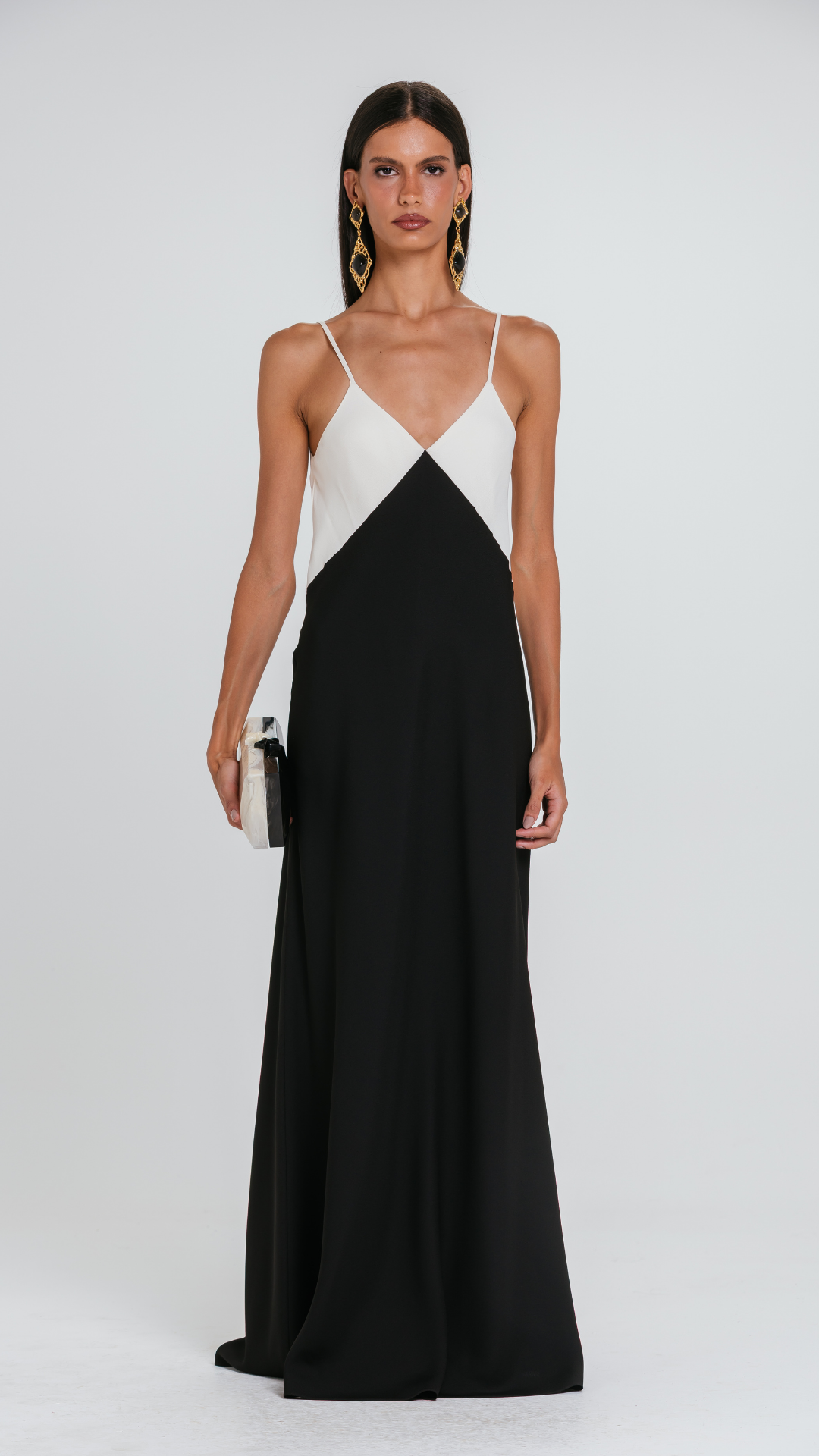 Vestido Endy Bicolor Preto/Marfim